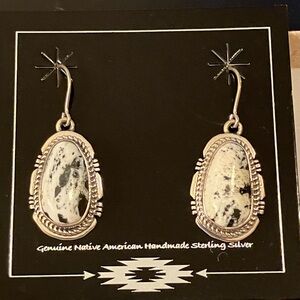 Native American White Buffalo Earrings Sterling Silver